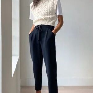 Wilfred Black High-Waist Tapered Drawstring Trousers